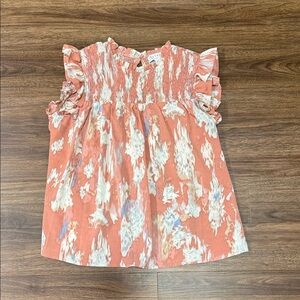 Hayden Watercolor Smocked Ruffled Tank